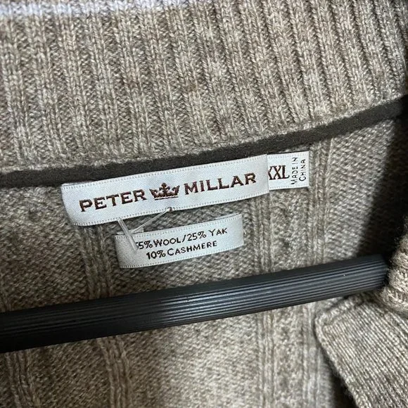 Peter Millar Men’s Sweater Size 2X Brown Long Sleeve Cashmere Blend Pull Over - Picture 4 of 8